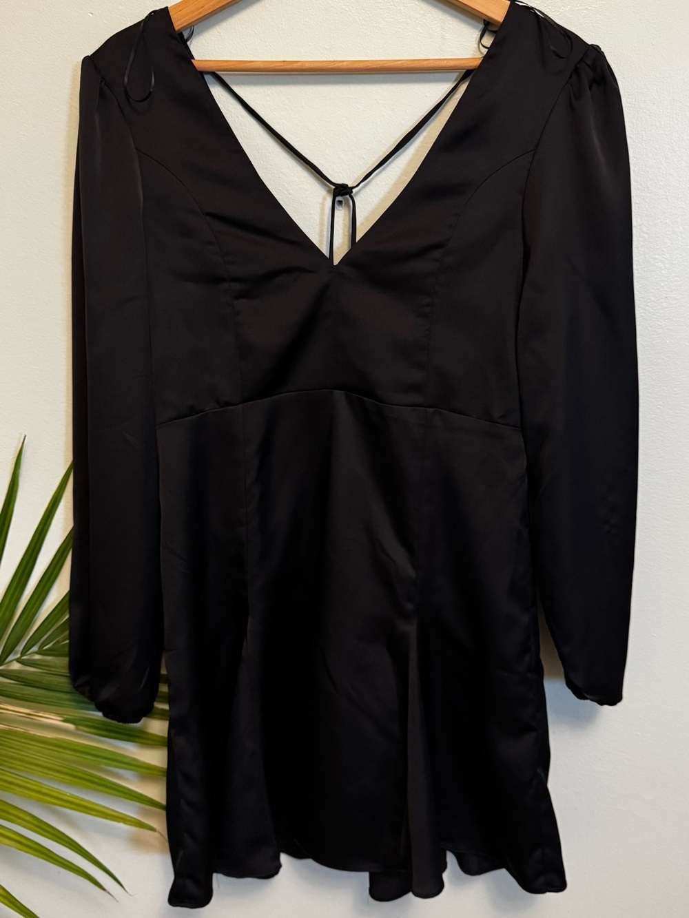 Simons Black V-Neck Long Sleeve Mini Dress